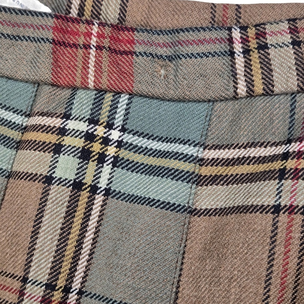 Pendleton Vintage Wool Plaid Pleated Midi Skirt Brown Green Red Plus Size 20W - Picture 7 of 9